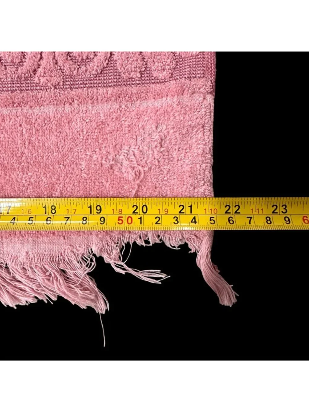 Vintage Pink Cannon Bath Towels Washcloths Set Sculpted Seashell Fringe 80s USA